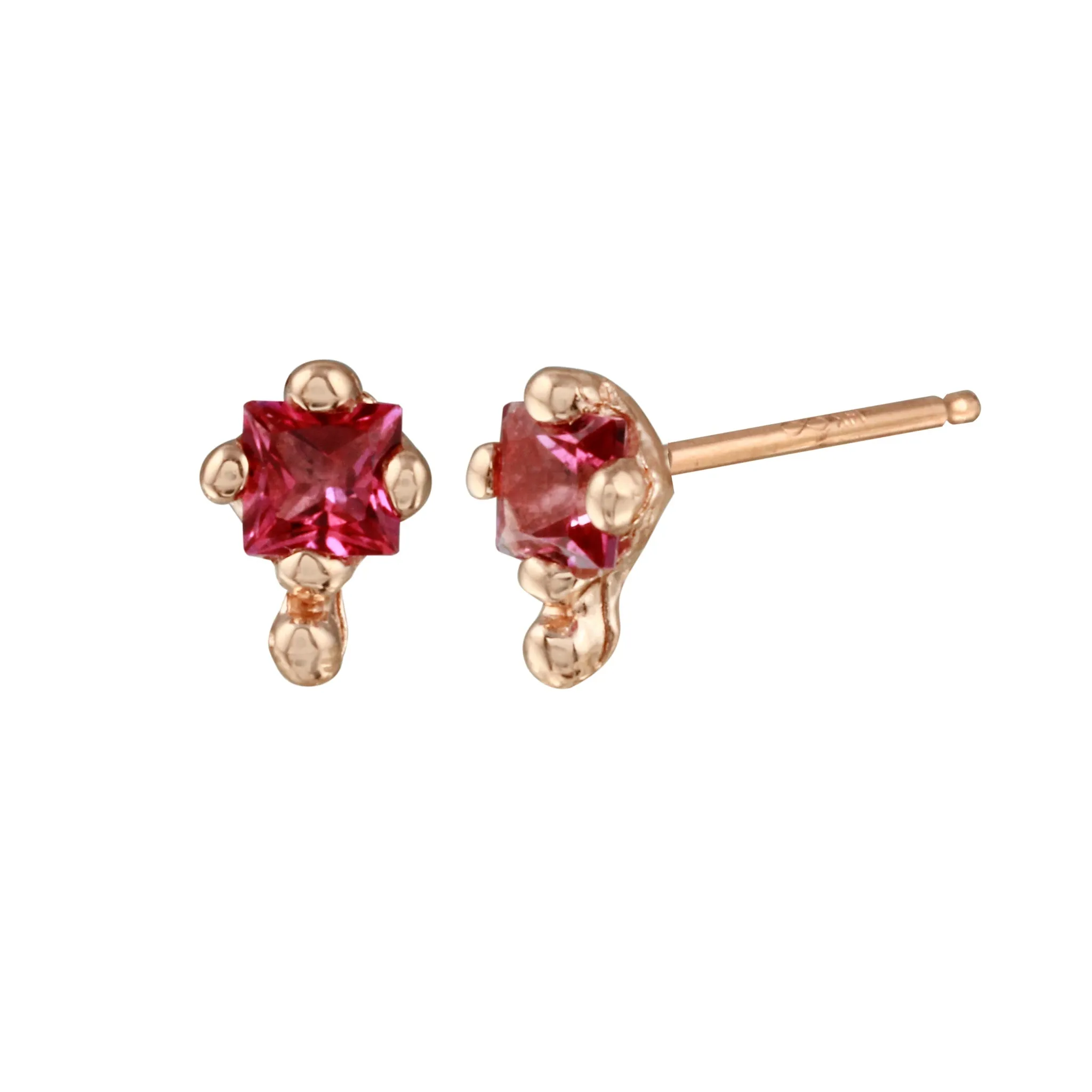 Square Topaz Dot Stud