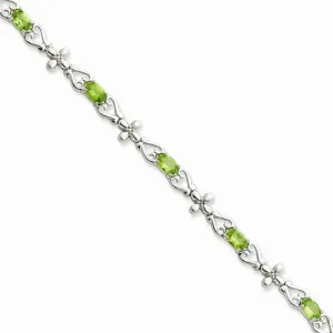 Sterling Silver Peridot & Diamond Bracelet