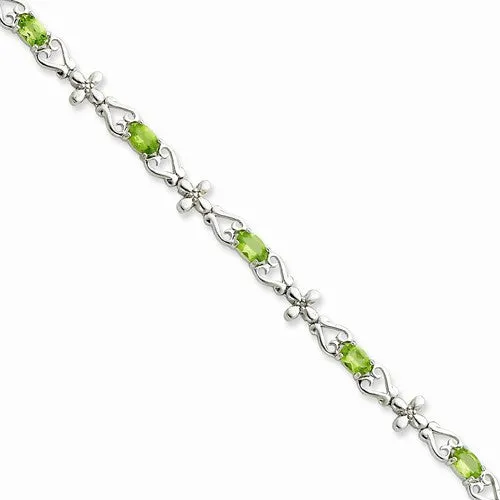 Sterling Silver Peridot & Diamond Bracelet