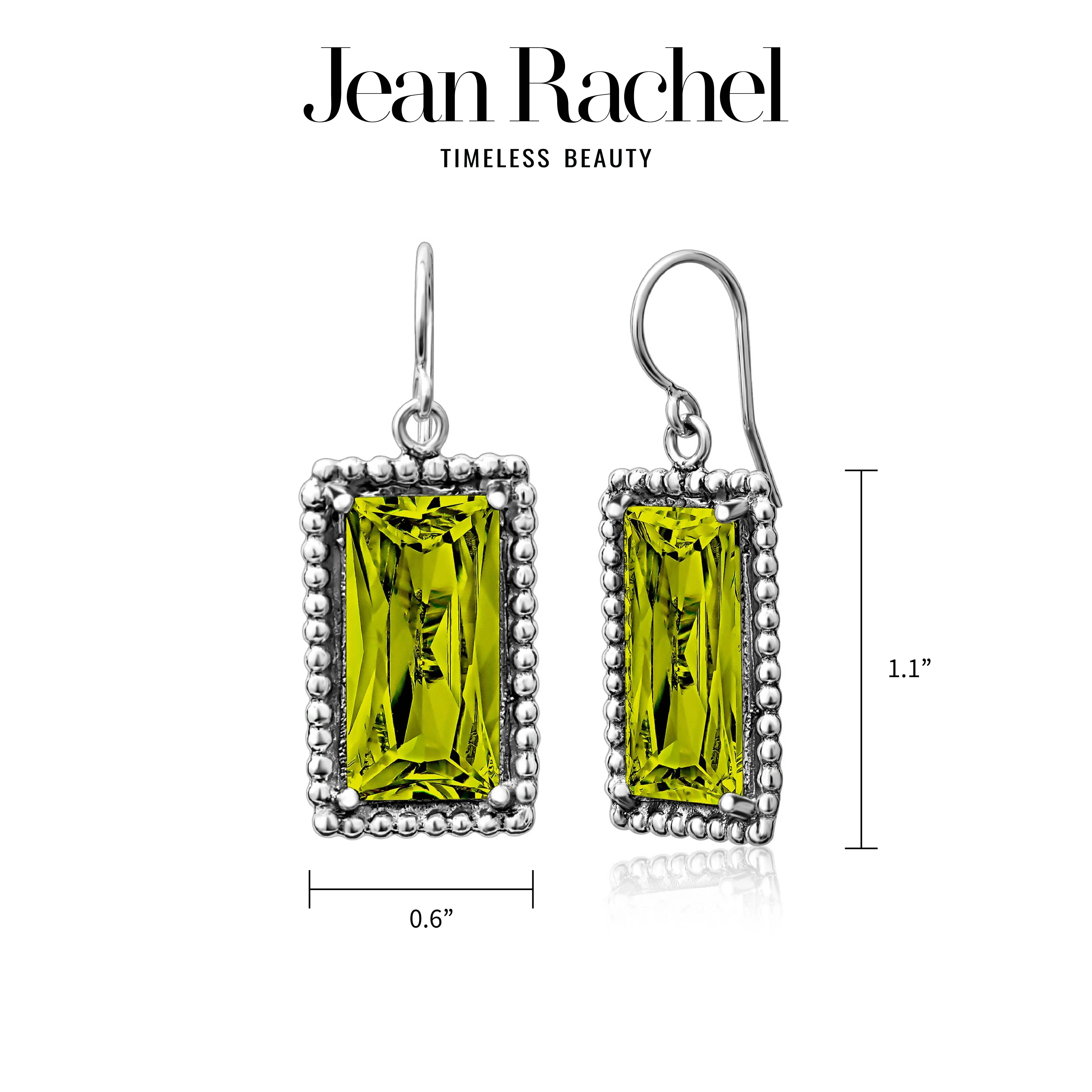 Sterling Silver Peridot CZ Baguette Earrings