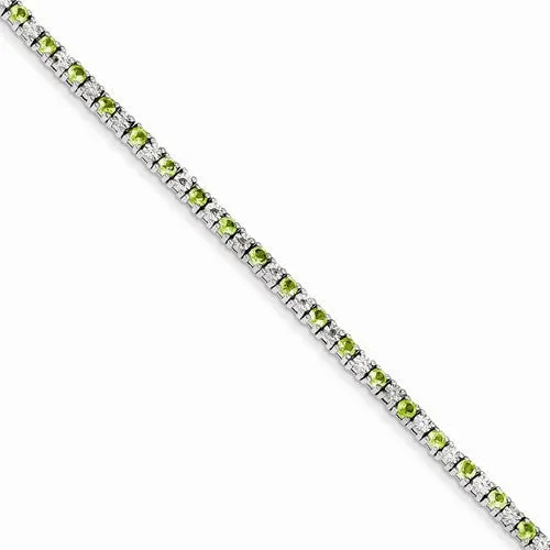 Sterling Silver Peridot Diamond Bracelet