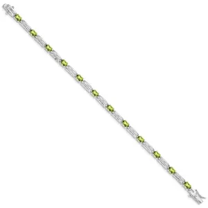 Sterling Silver Rhodium-plated Peridot Bracelet QX823PE