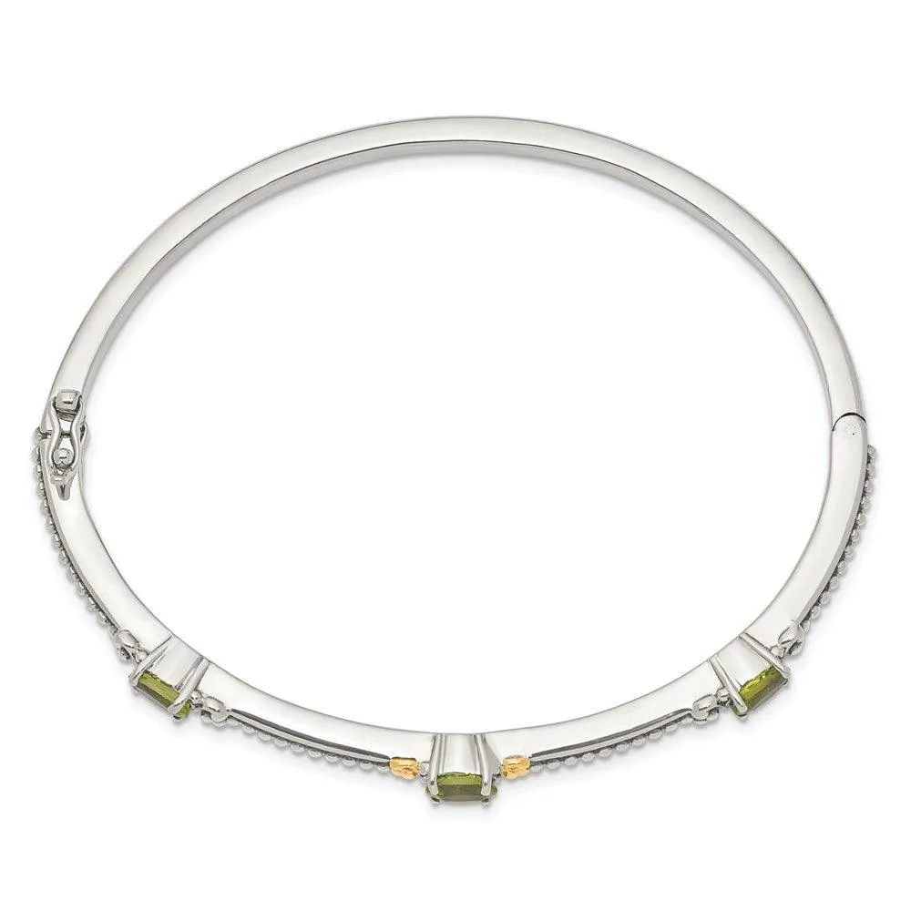 Sterling Silver w/14ky Peridot Bangle