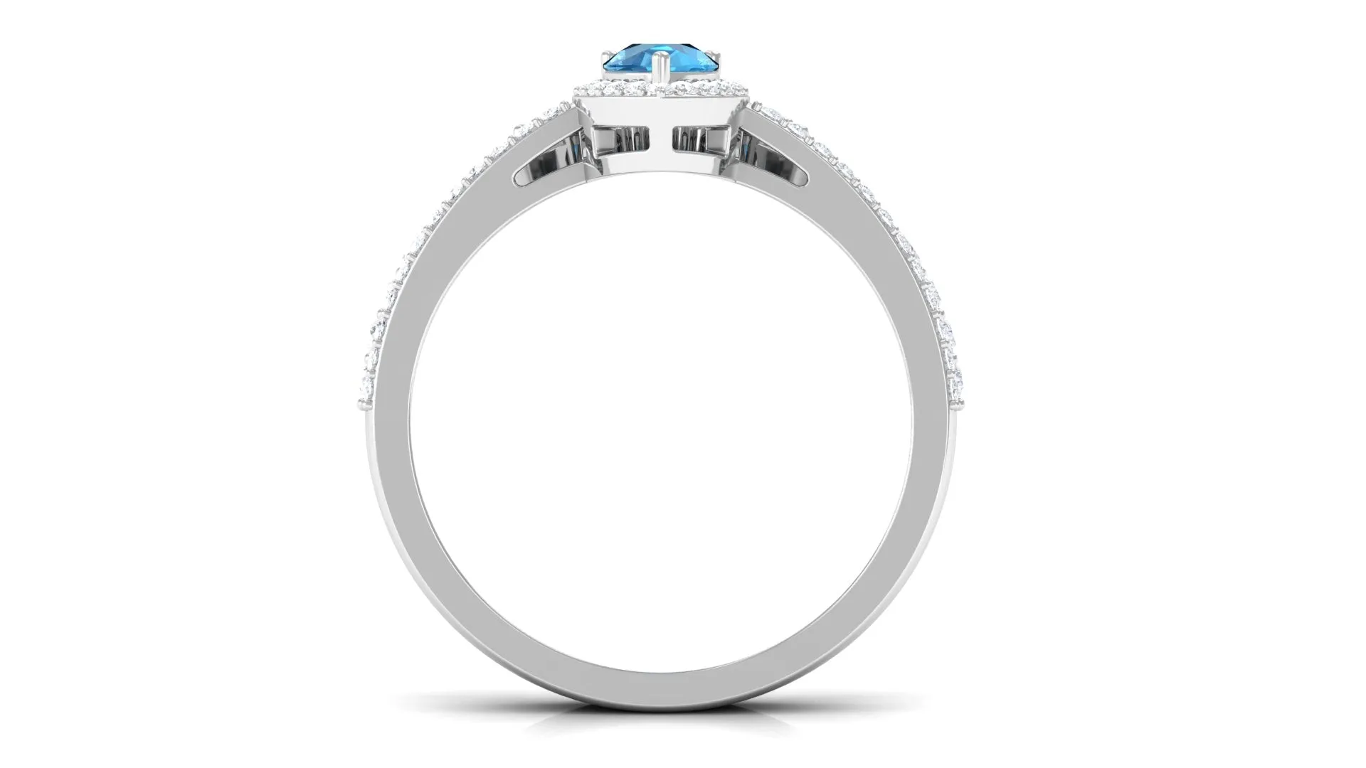Swiss Blue Topaz Teardrop Designer Ring Set with Moissanite