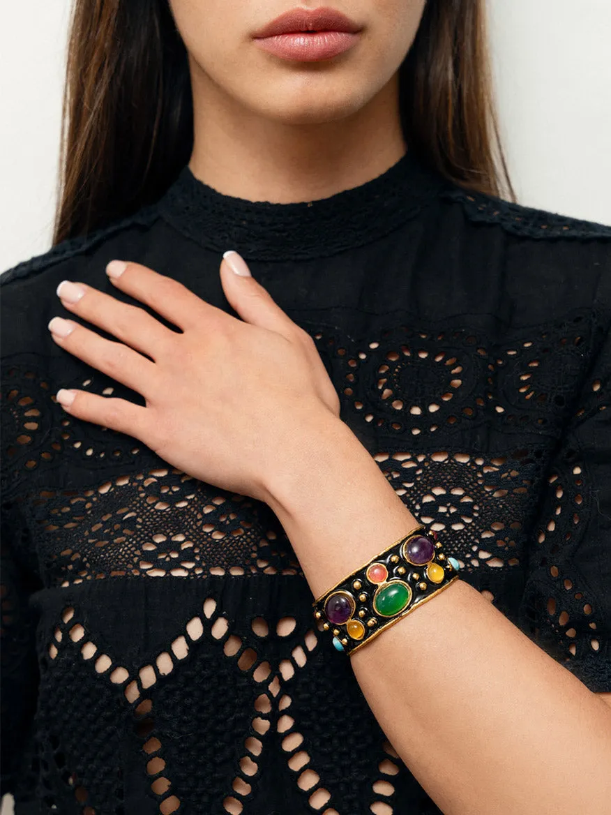 Sylvia Toledano Cuff Byzantine in Multi Winter & Black Enamel
