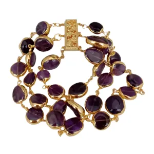 TEEK - 3 Strands Amethyst Oval Wrap Bracelet 8"