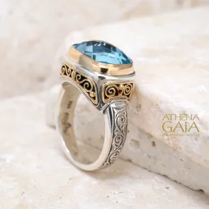 Topaz Filigree Side Rectangle Ring