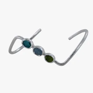 Trio Rough Stone Cuff Bracelet in Sterling Silver