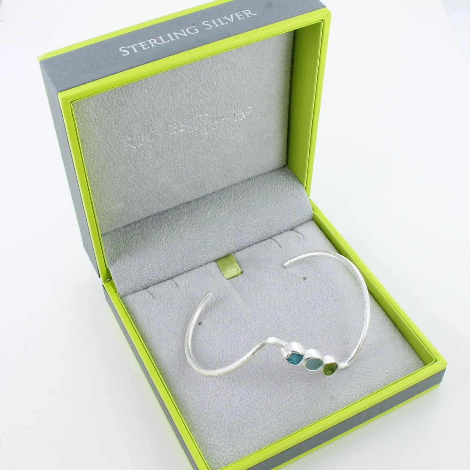 Trio Rough Stone Cuff Bracelet in Sterling Silver