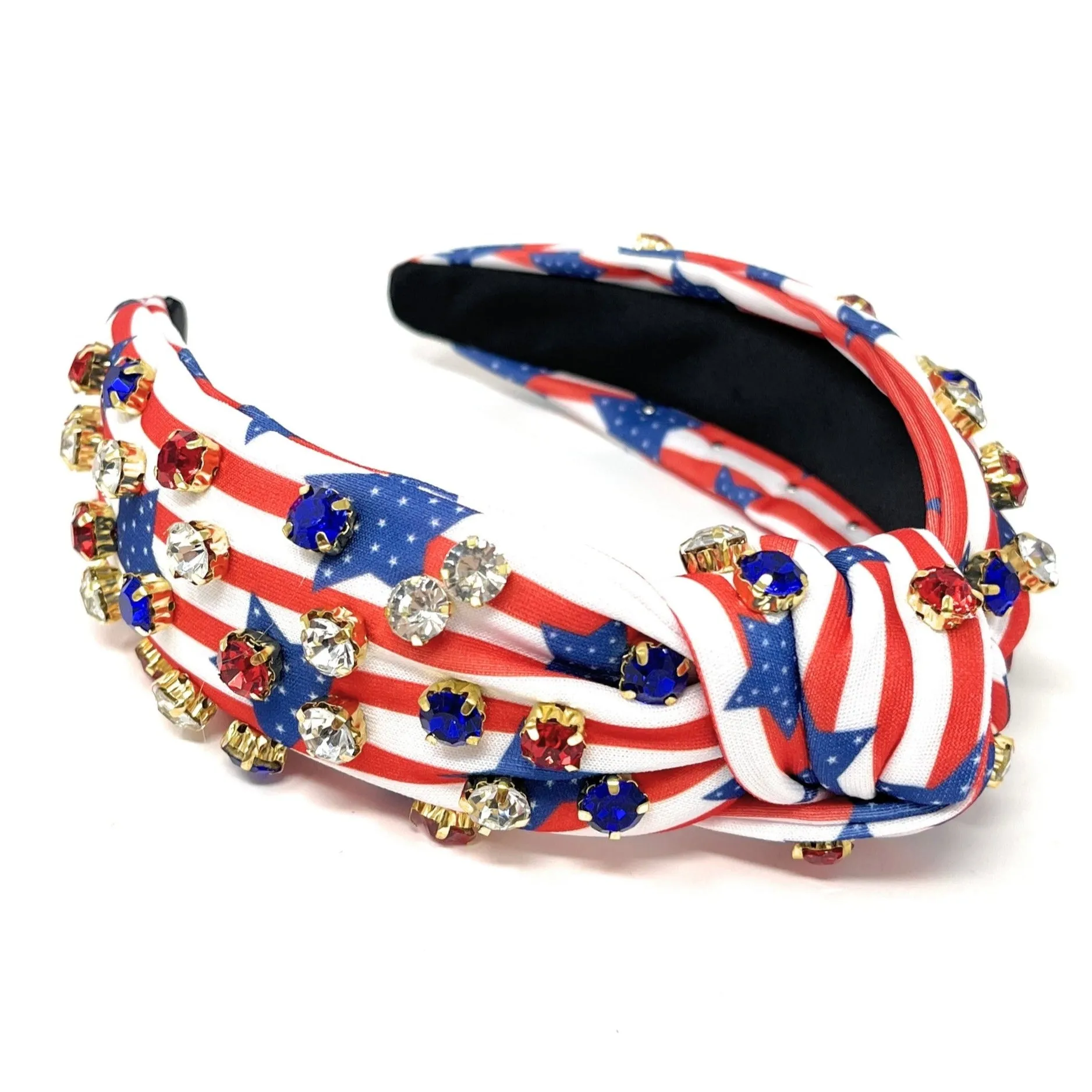 USA Stripe Stars Jeweled Knot Headband