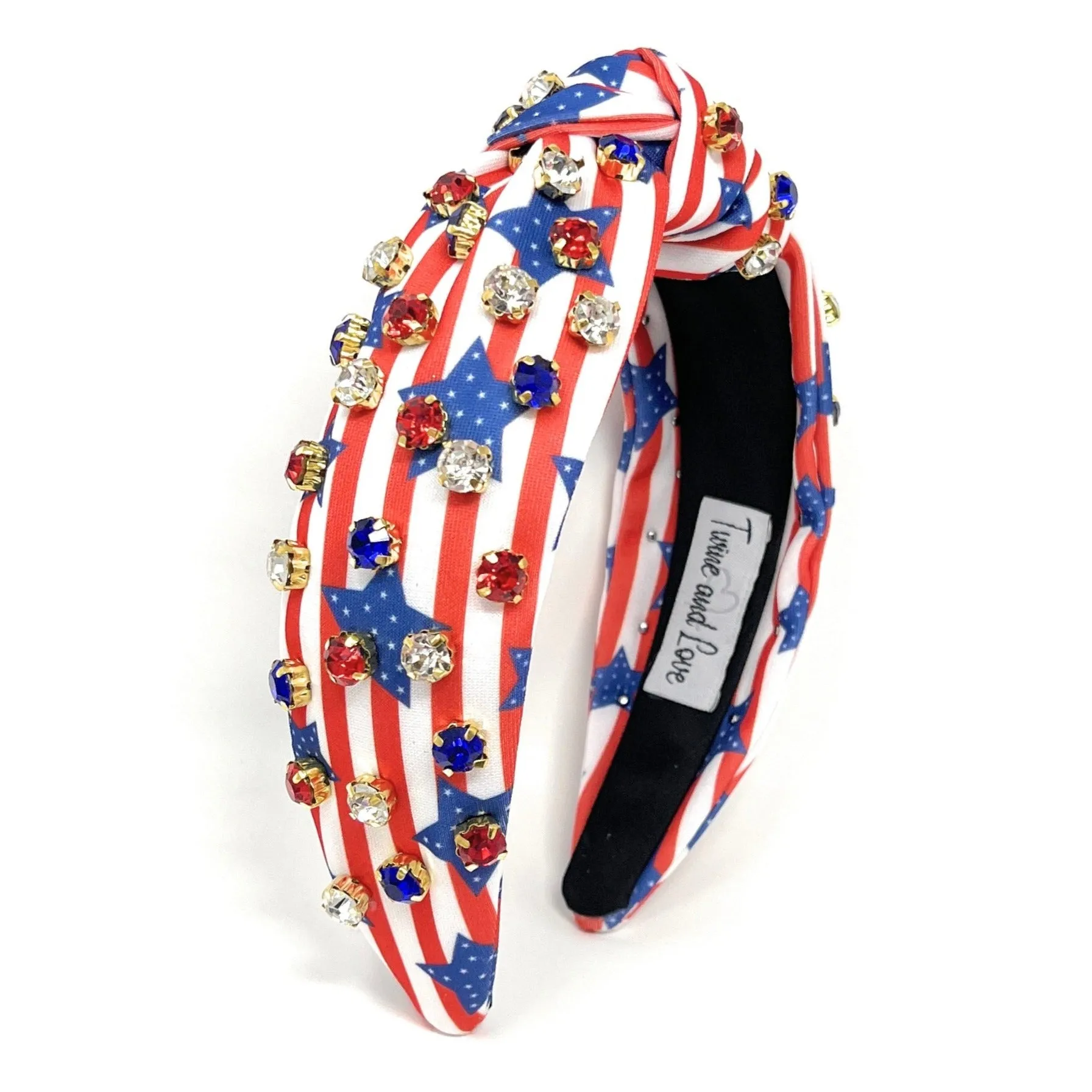 USA Stripe Stars Jeweled Knot Headband