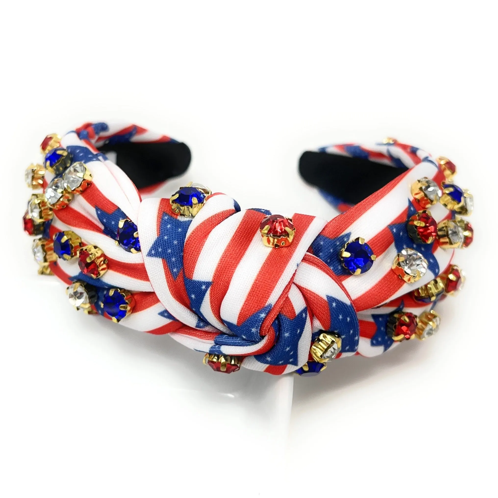 USA Stripe Stars Jeweled Knot Headband