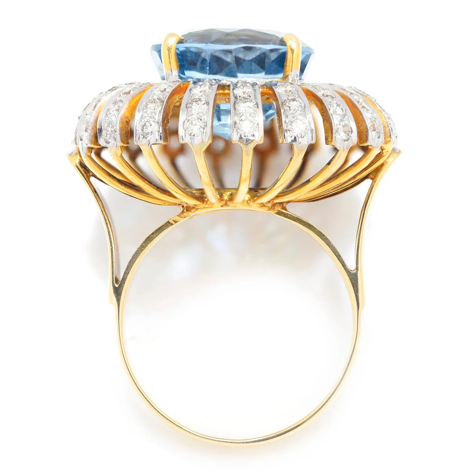 Vintage Round Topaz Ring with Diamonds 18K Two-Tone Gold