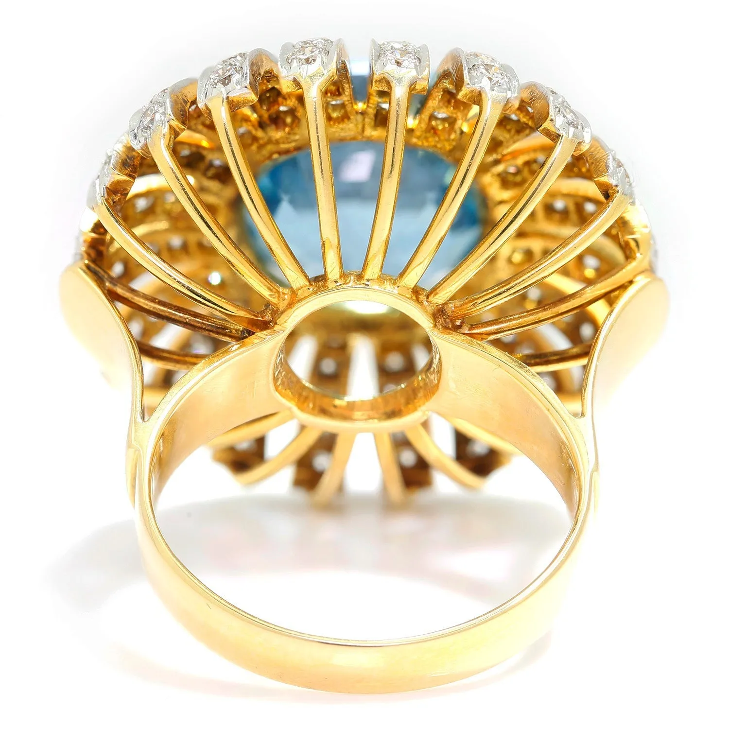 Vintage Round Topaz Ring with Diamonds 18K Two-Tone Gold