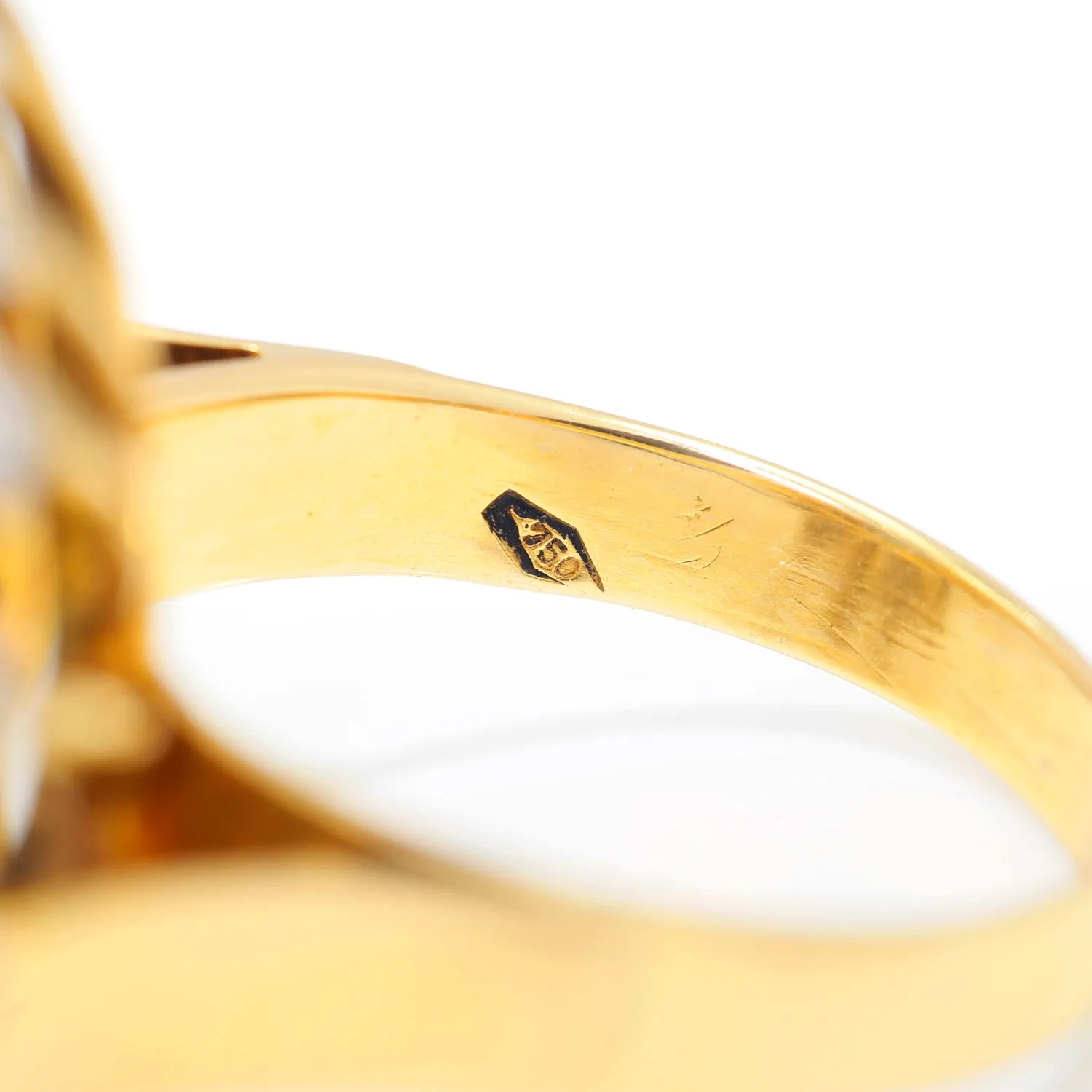 Vintage Round Topaz Ring with Diamonds 18K Two-Tone Gold
