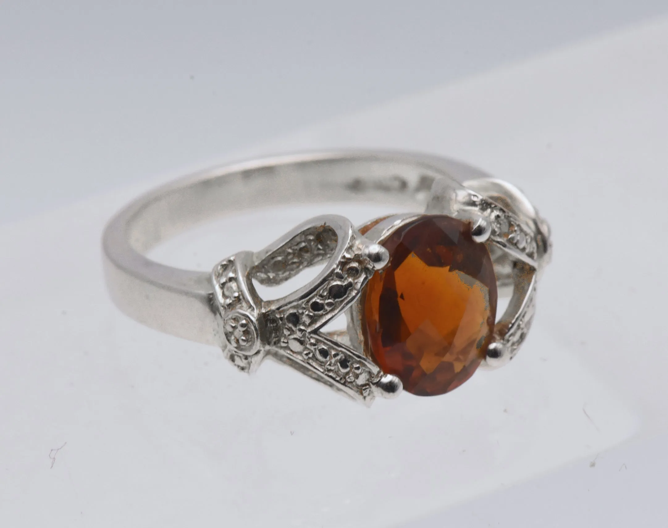 Vintage Sterling Silver Zircon Ring - Size 8