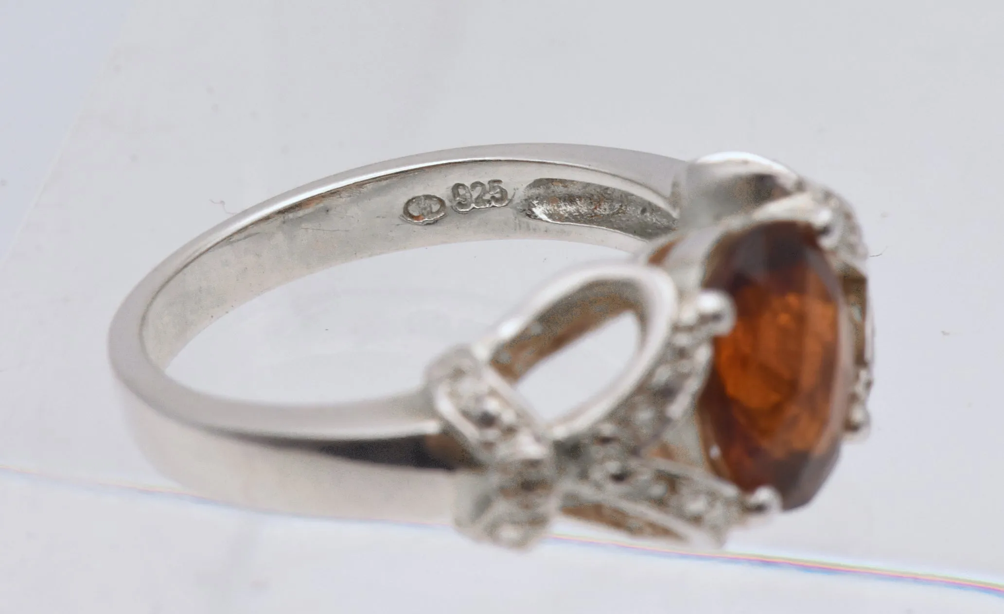 Vintage Sterling Silver Zircon Ring - Size 8