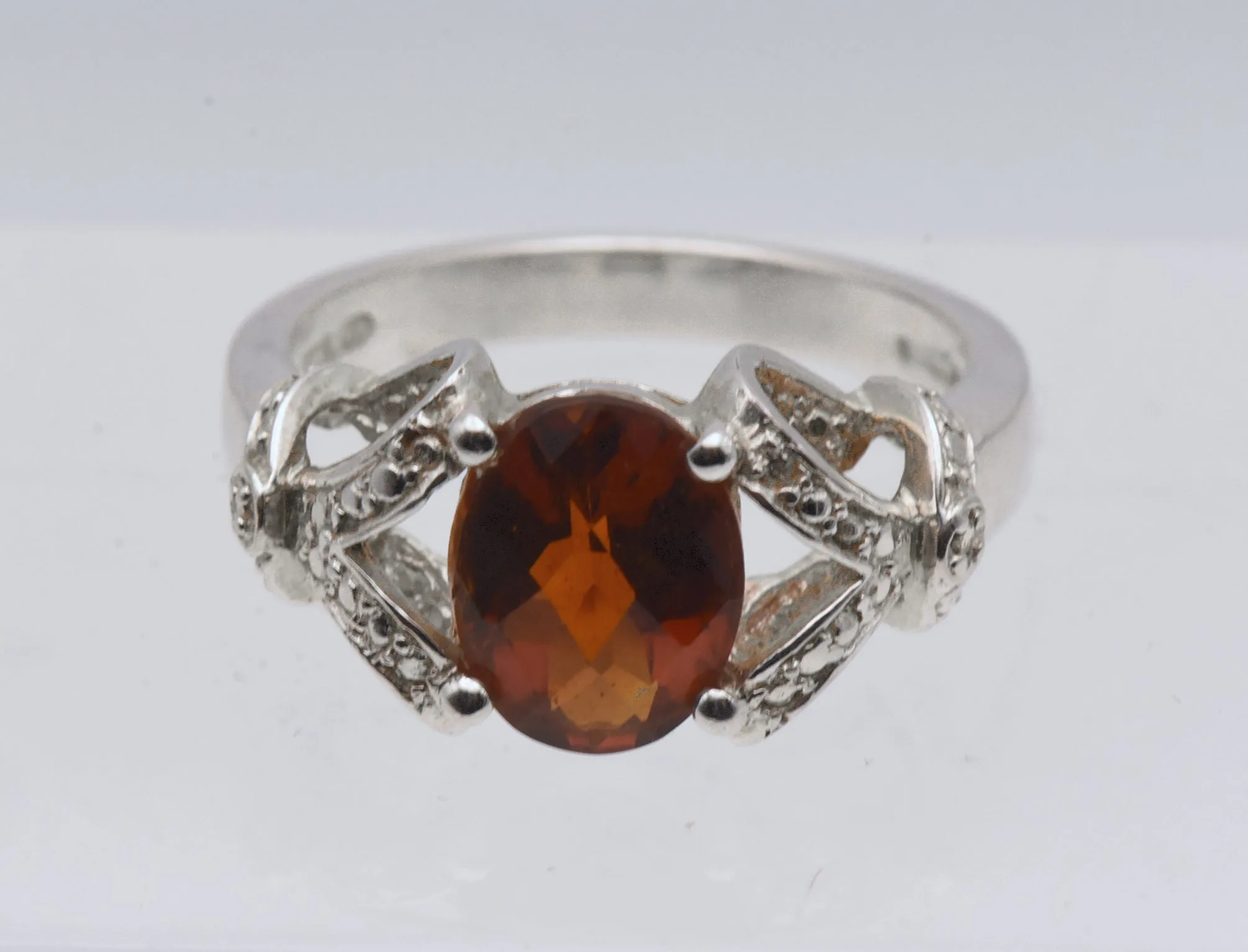 Vintage Sterling Silver Zircon Ring - Size 8