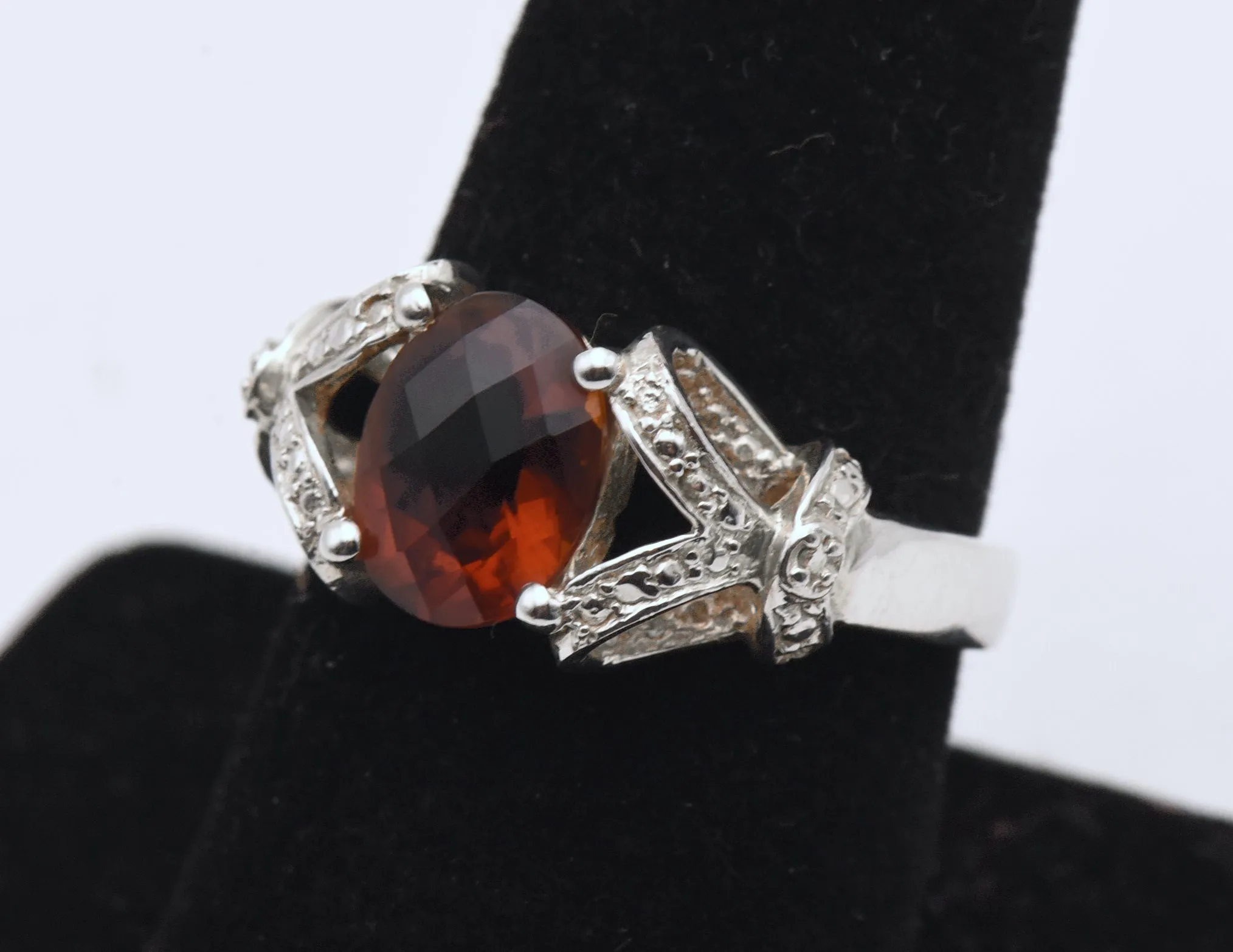 Vintage Sterling Silver Zircon Ring - Size 8