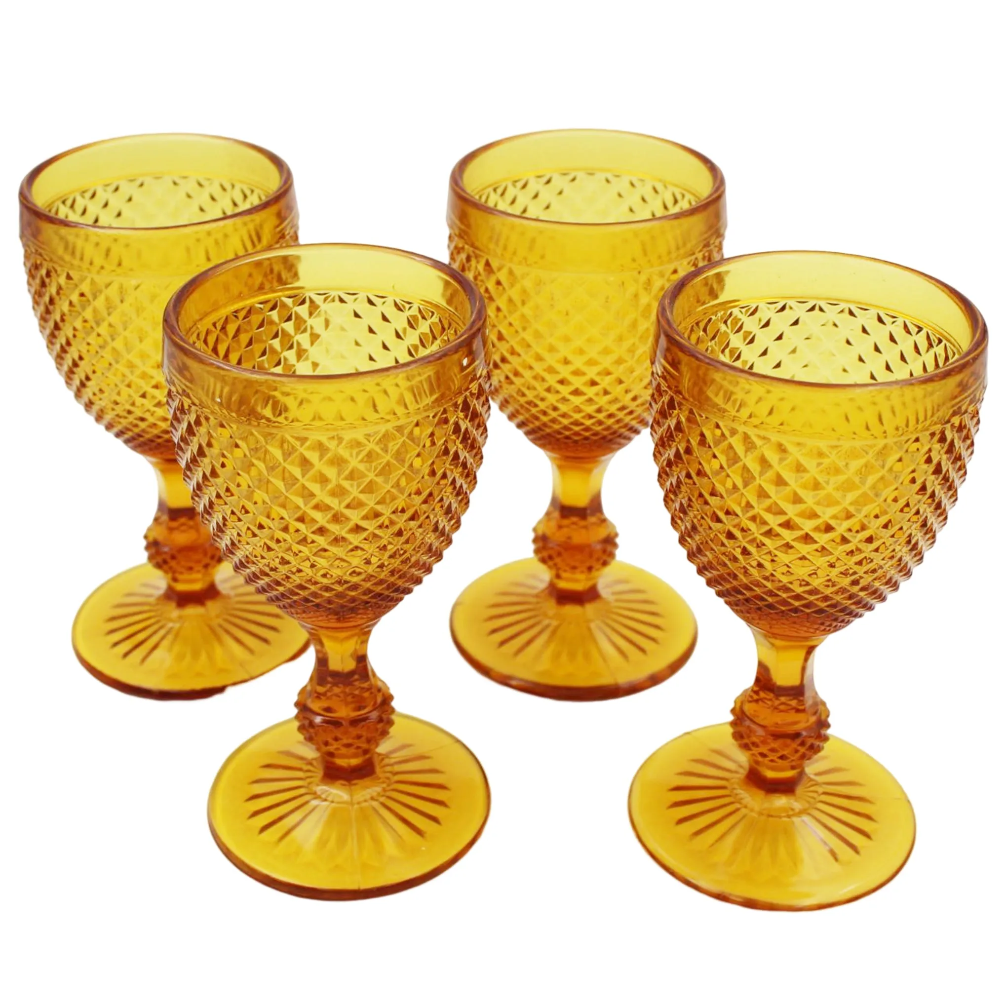 Vista Alegre Bicos Amber Red Wine Goblets, Set of 4