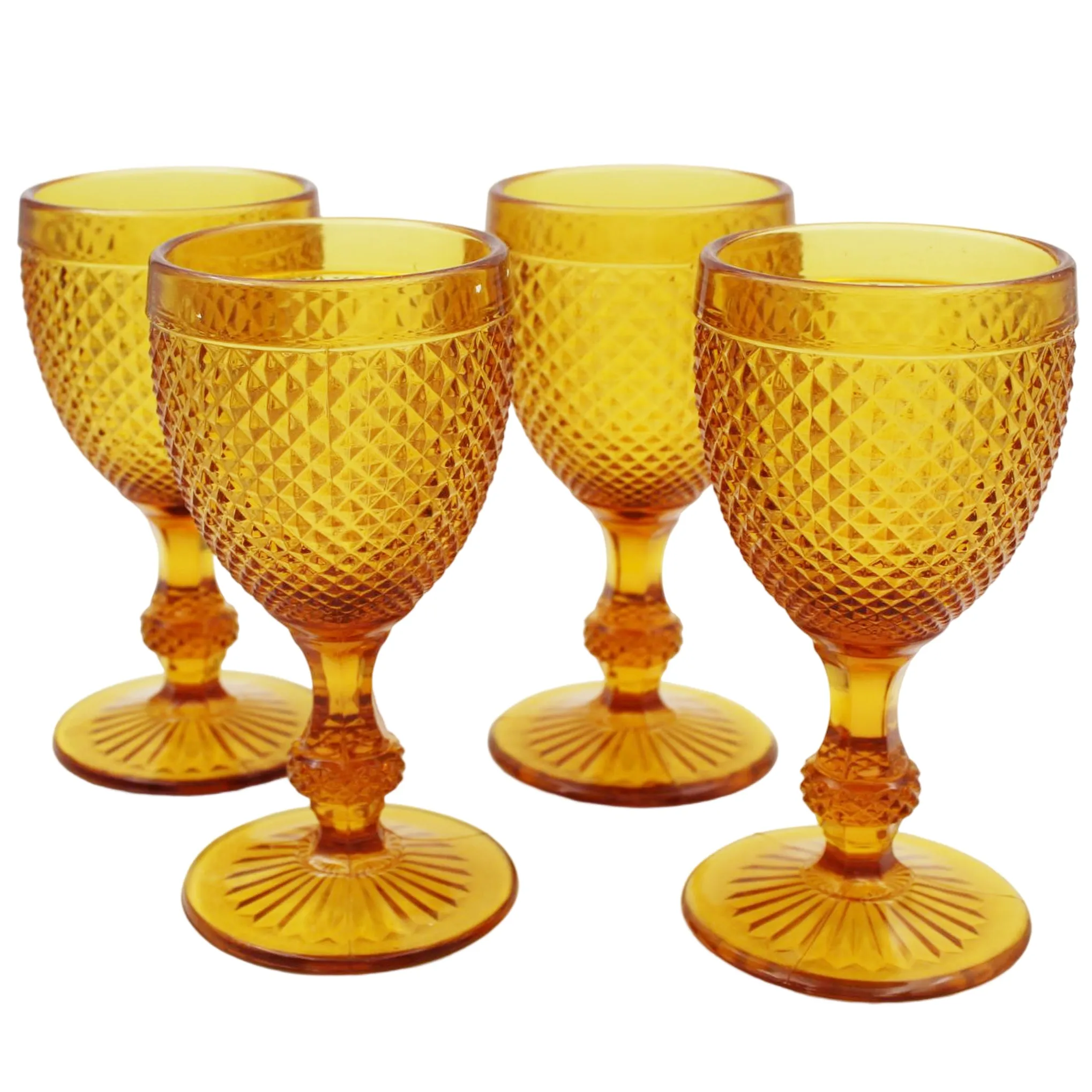 Vista Alegre Bicos Amber Red Wine Goblets, Set of 4