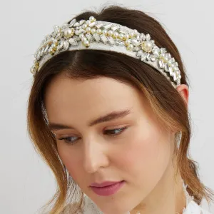 Wedding Headband with Crystal and Pearl