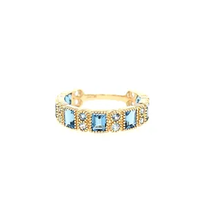 Yellow Gold London Blue Topaz & Blue Topaz Ring (I7446)