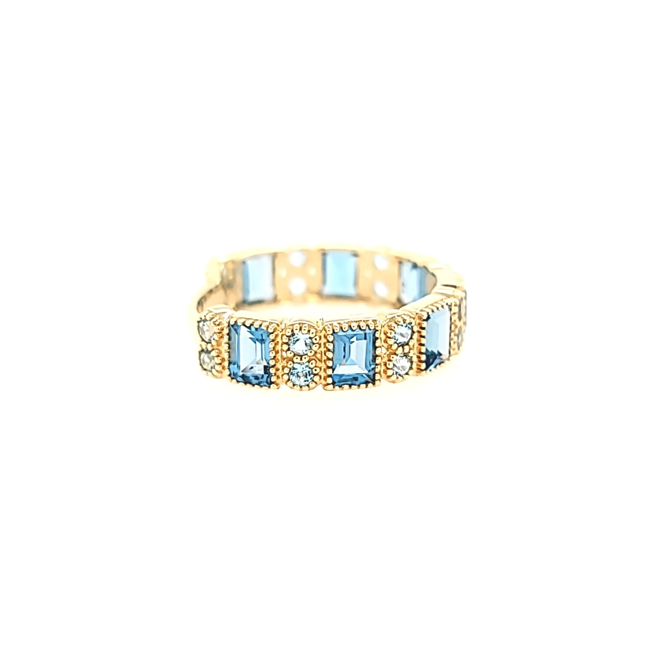 Yellow Gold London Blue Topaz & Blue Topaz Ring (I7446)