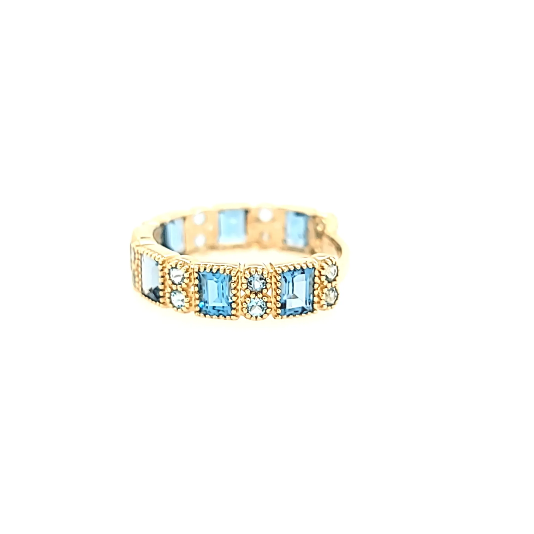 Yellow Gold London Blue Topaz & Blue Topaz Ring (I7446)
