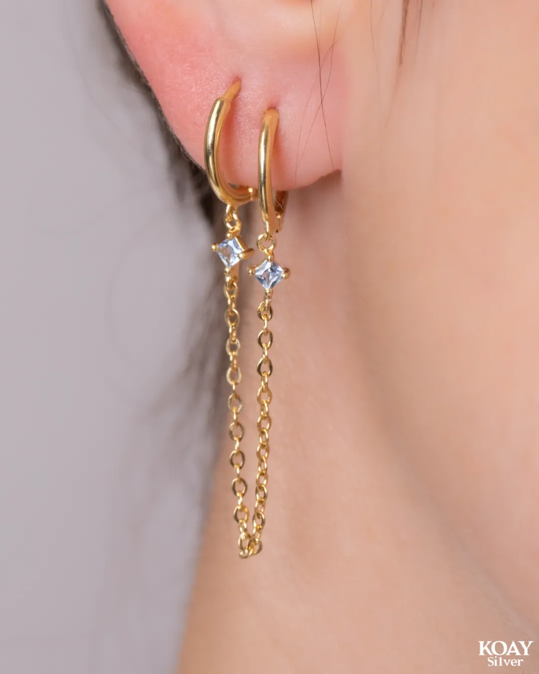 Zircon Chain Earcuff GP (Aqua)
