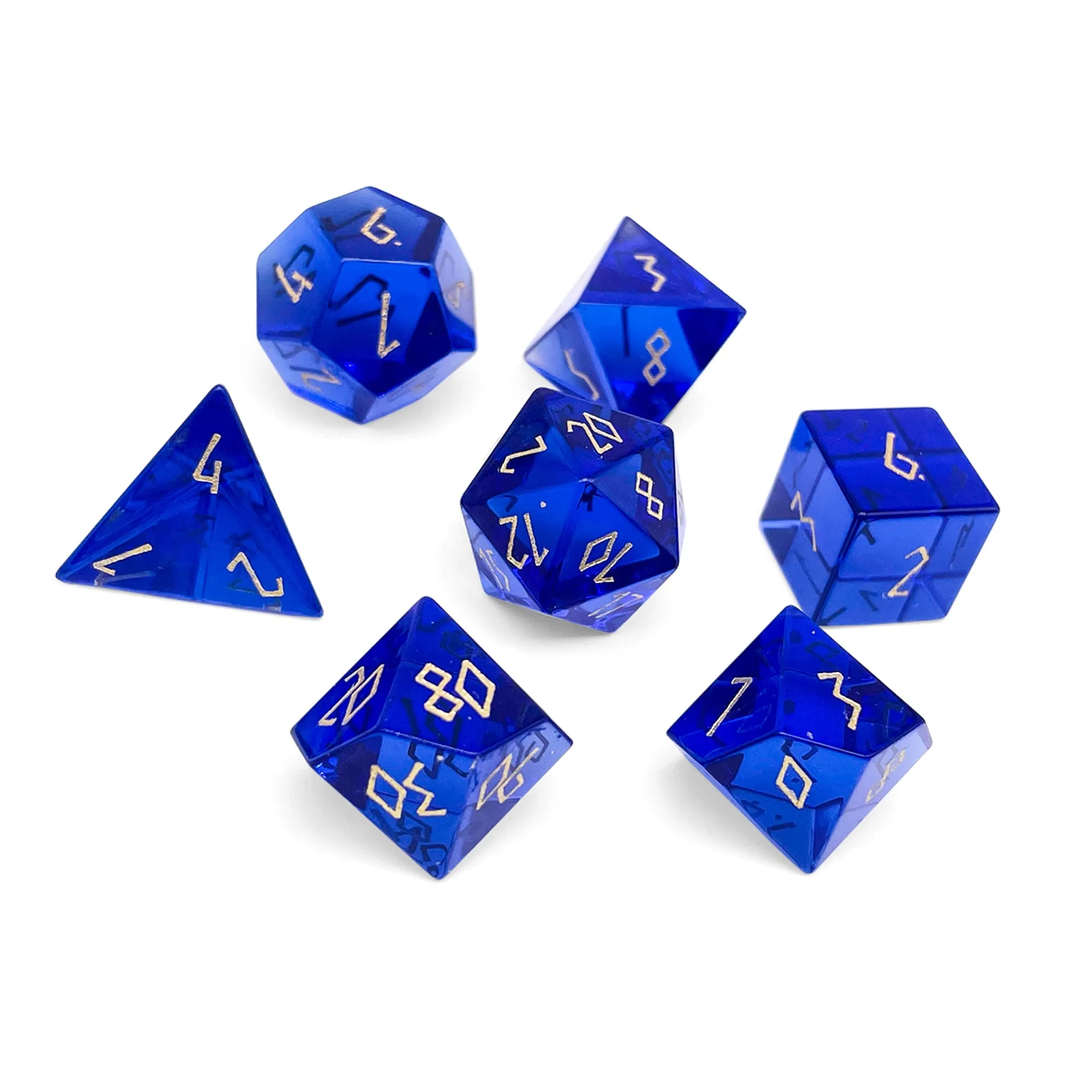 Zircon Sapphire - 7 Piece RPG Set Zircon Glass Dice
