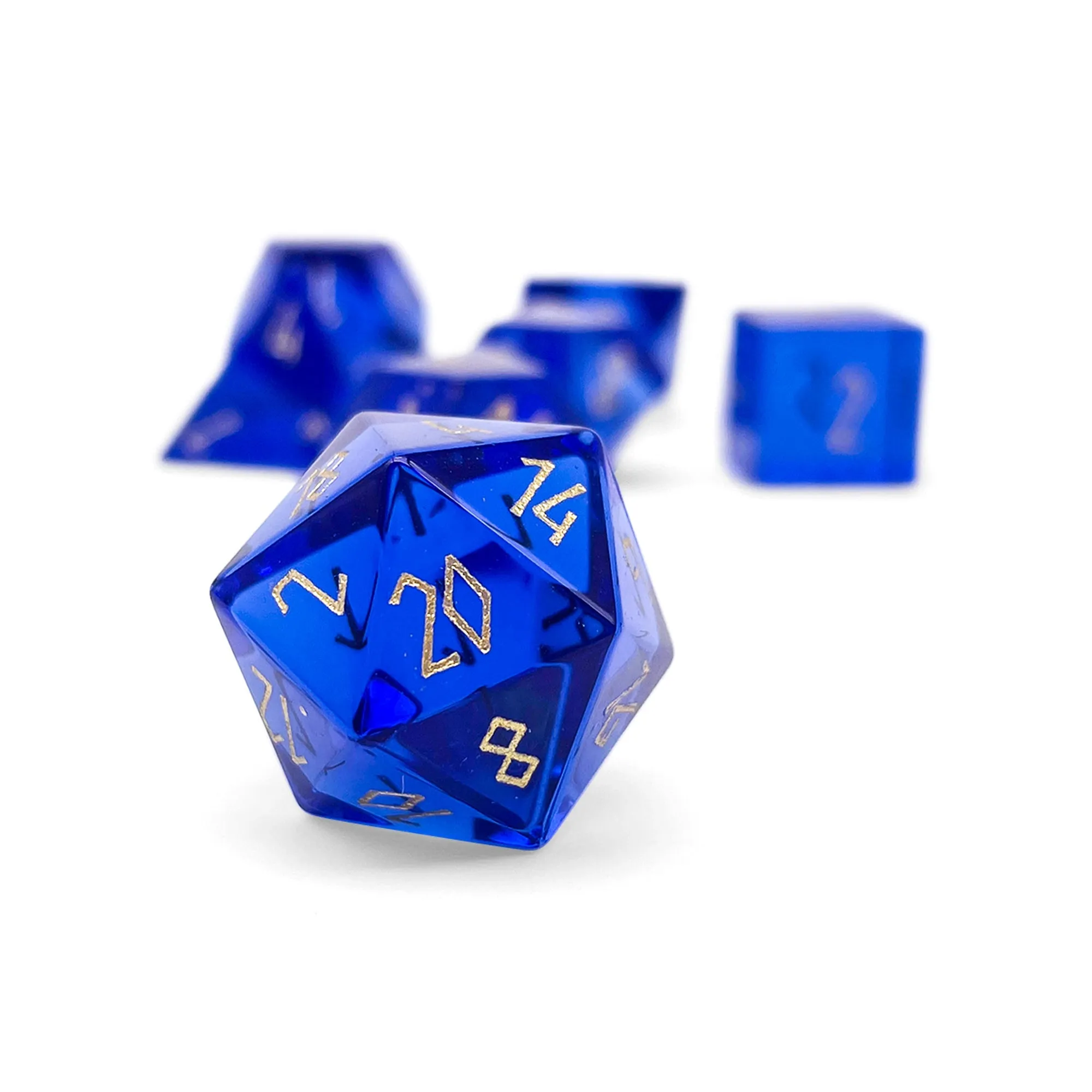 Zircon Sapphire - 7 Piece RPG Set Zircon Glass Dice