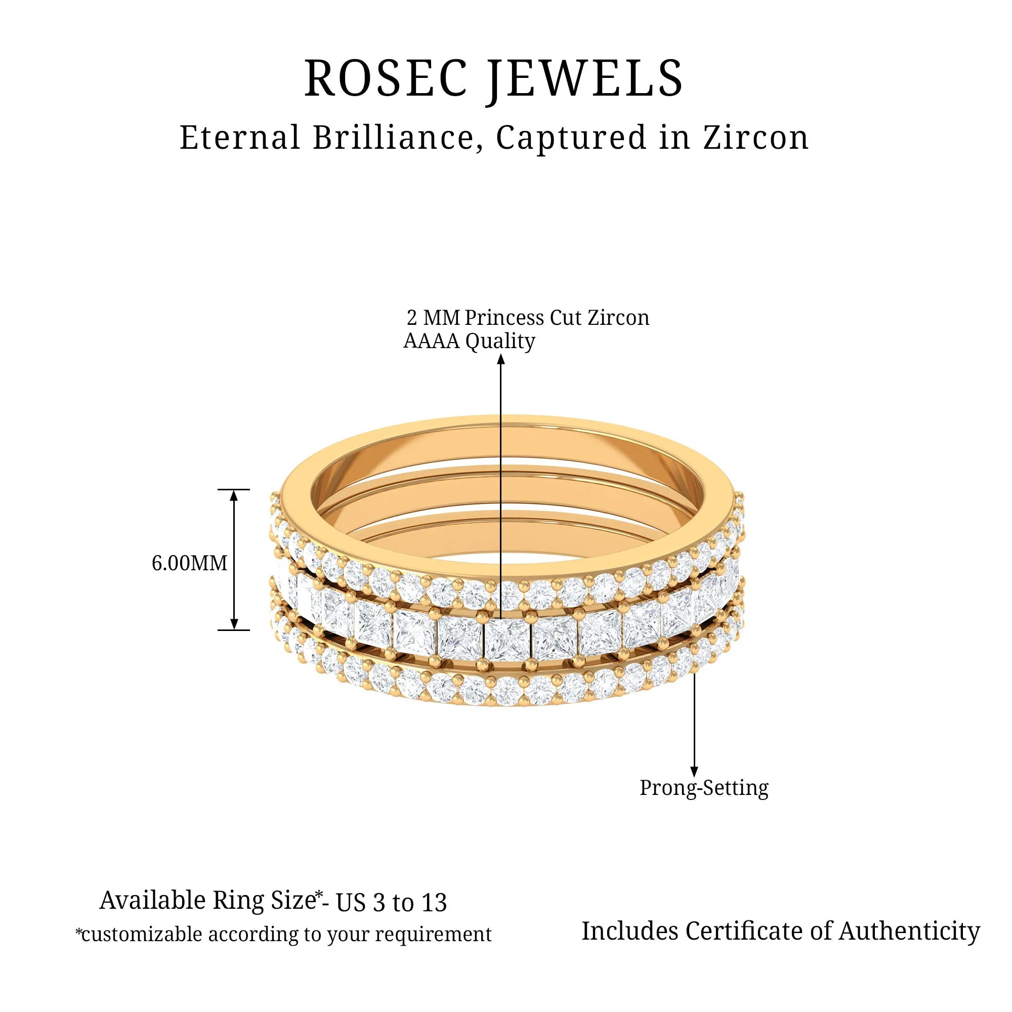 Zircon Stackable Band Ring Set of 3